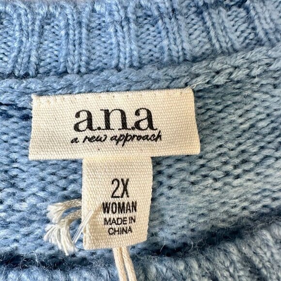 NWT Ana Womens 2X Sweater Blue Striped Knit Pullover - Picture 3 of 7